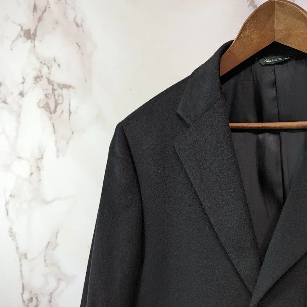 J Crew Blazer Mens Medium Black Velvet 3 Button Suit Jacket Sport Coat